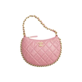 CHANEL Shiny Wrinkle Lambskin One Shoulder Handbag Women's Pink