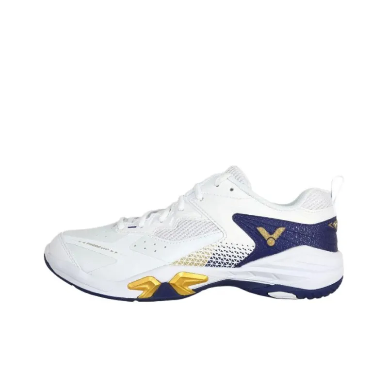 VICTOR Shock Absorbers With Slip Resistant Features Low Top Badminton Shoes Unisex White Blue-0