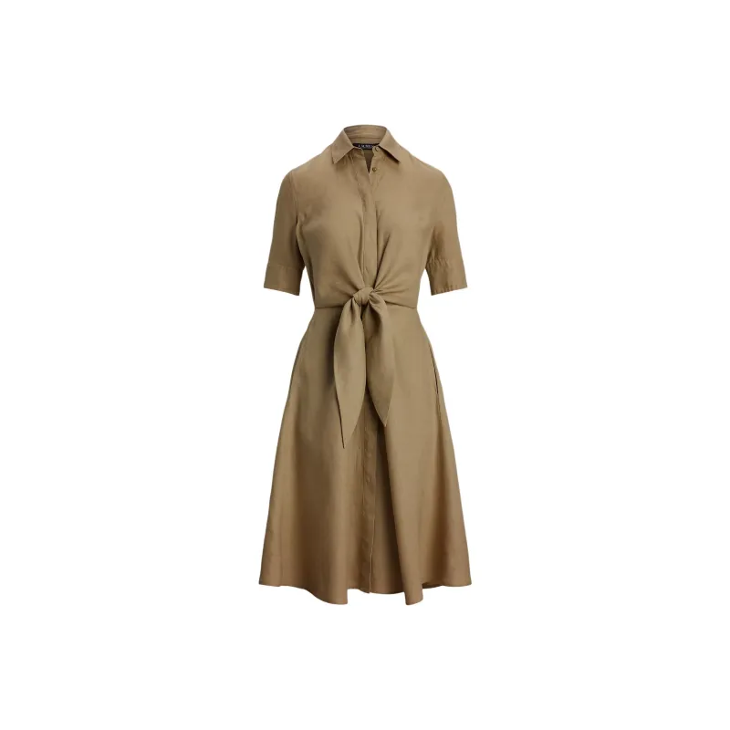 LAUREN RALPH LAUREN Short Sleeved Dress Women's Dark Khaki-0