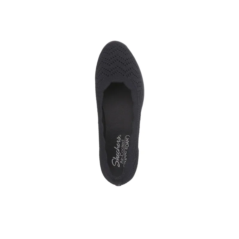 Skechers CLEO FLEX WEDGE Abrasion Resistant Low Top Casual Shoes Women's Black-3