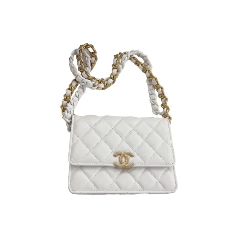 CHANEL Lambskin Flap Bag, Clutch, Crossbody Bag, Shoulder Bag Women's White-0