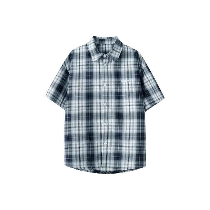 KEIRANDUN Shirts Unisex Blue Plaid-0