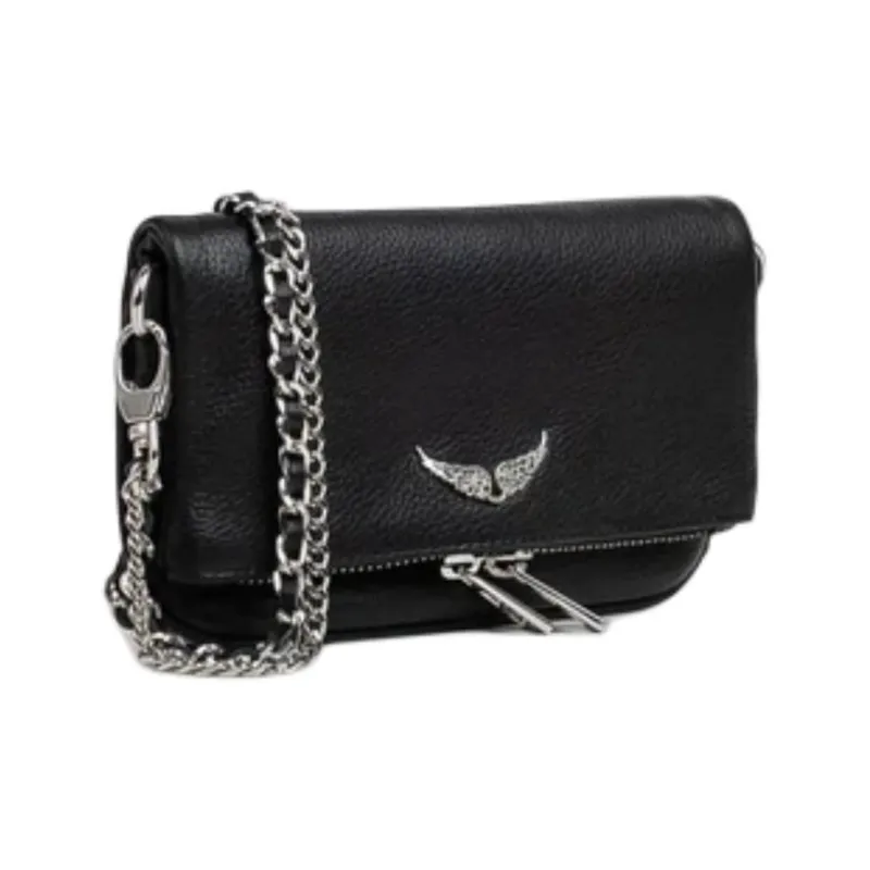 Zadig & Voltaire Rocky Grain Leather Shoulder Bag Regular Women's Black-3