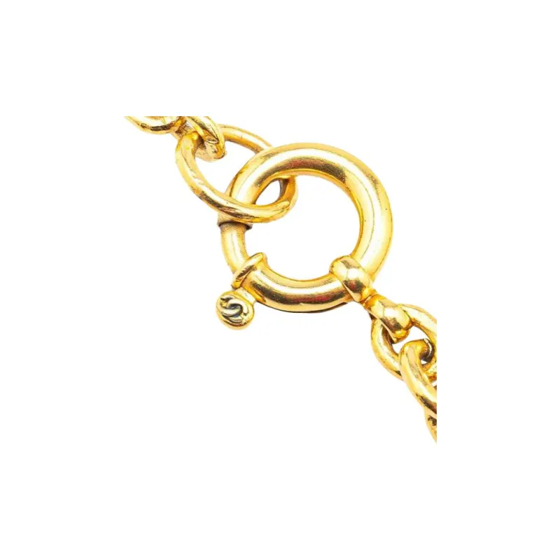 CHANEL 1994 Plated Cc Round Pendant Necklace Costume Necklace-1