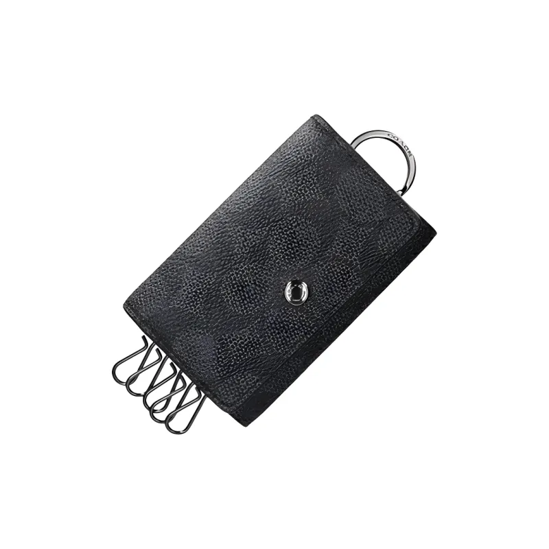 COACH Coated Canvas Key Pouch Mini Men's Black-2
