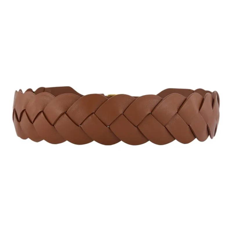 ALTUZARRA Calfskin Leather Belts Unisex Brown -1