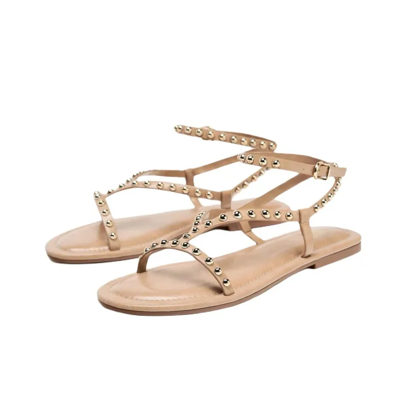 ZARA One Strap Sandals 1.5cm Women's Beige-1
