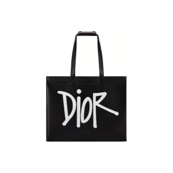 DIOR Cow Leather Tote Bag Shopping Bag Handbag Men's Black