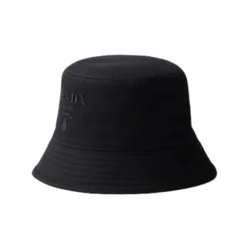 PRADA Cotton Twill Bucket Hats Unisex Black