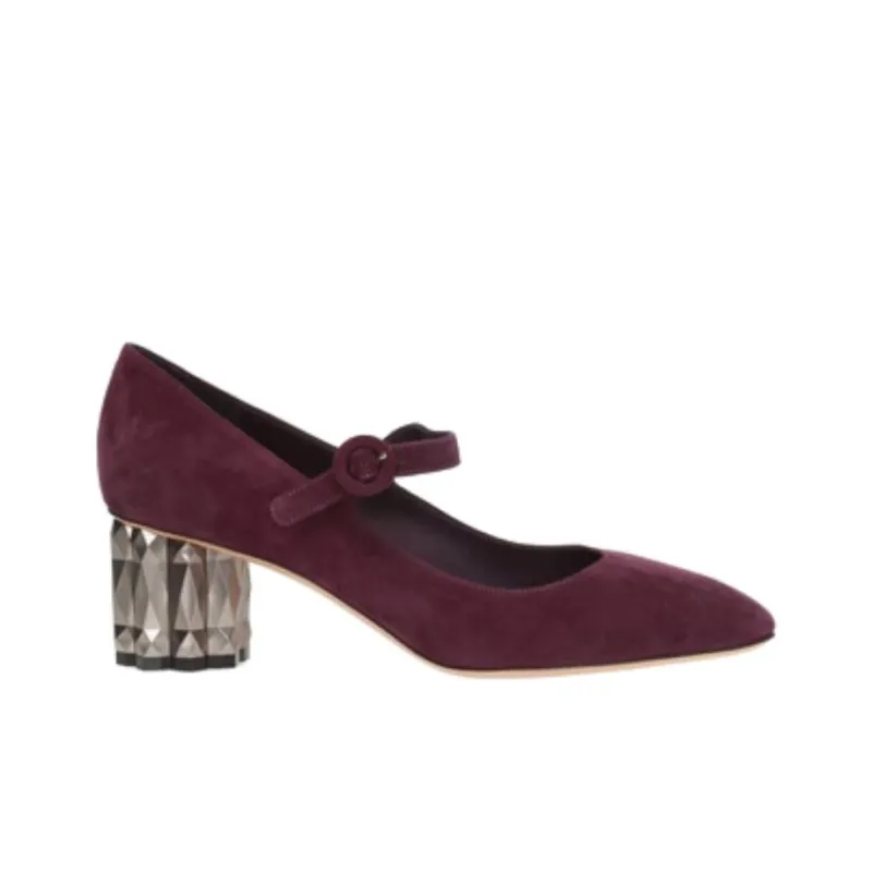 FERRAGAMO Ortensia Chunky Heel High Heels 5.5cm Women's Purple-1