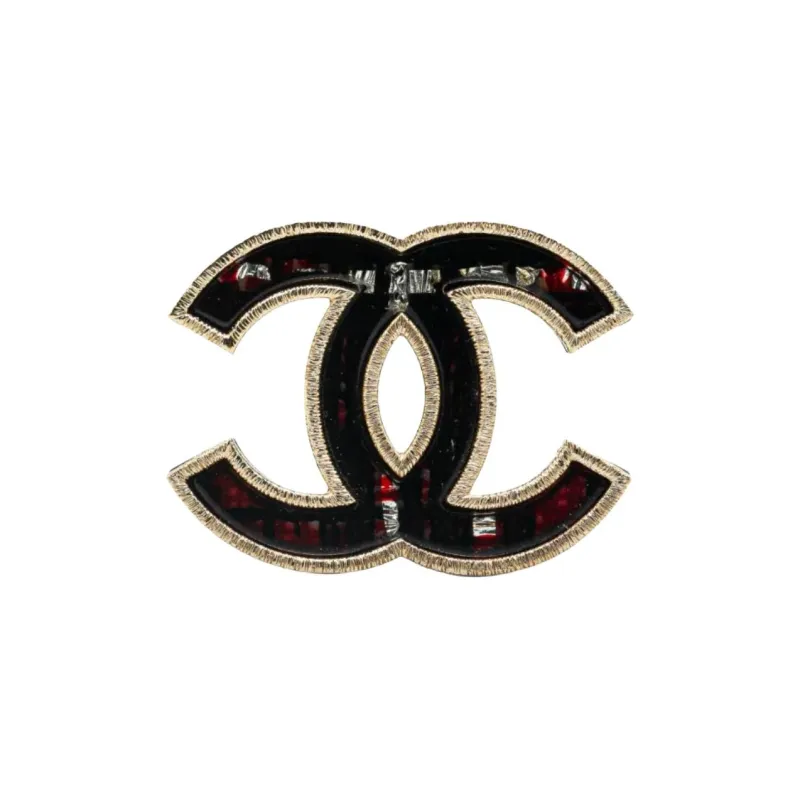 CHANEL Gold Plated, Crystal Brooches Women's Black-0