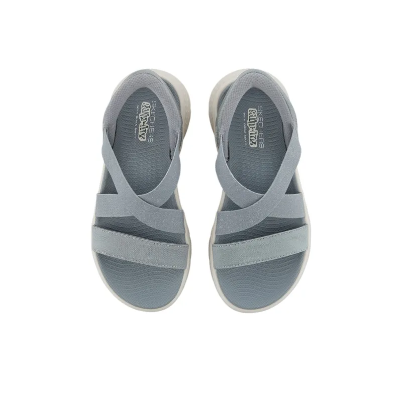 Skechers GOWALK One Strap Sandals Medium Heel 3 5cm Women's Blue Gray-5