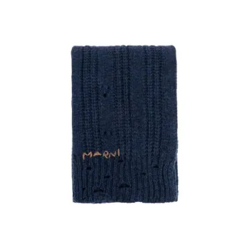 MARNI Wool, Knitted Fabric Knit Scarves Men's Blue