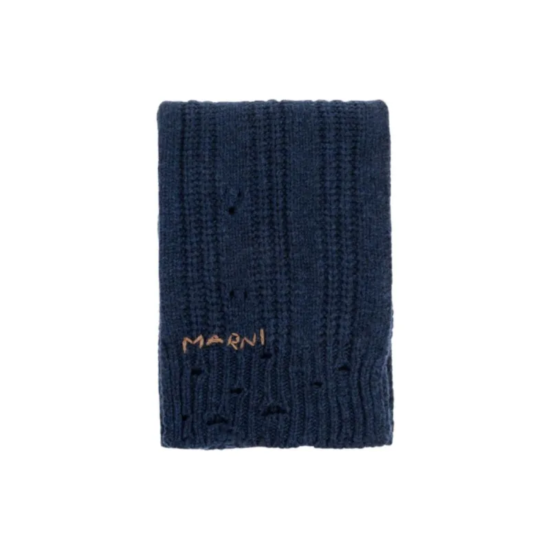 MARNI Wool, Knitted Fabric Knit Scarves Men's Blue-0
