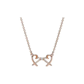 TIFFANY & CO. 18K Rose Gold, Diamond Necklaces Unisex Rose Gold