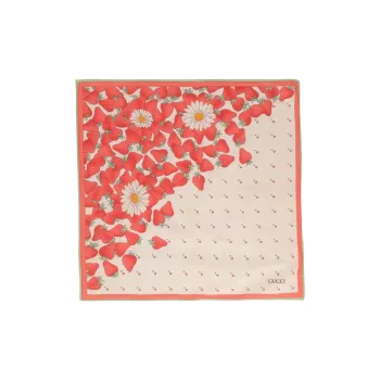 GUCCI Cotton Silk Scarves Women's Light Red