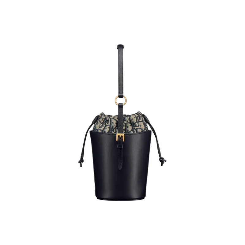 DIOR 30 Montaigne Calfskin Bucket Bag Handbag Mini Women's Black-3