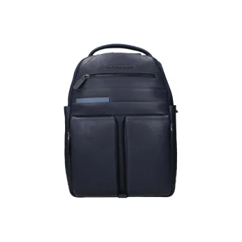 PIQUADRO Leather Backpack Men's Blue