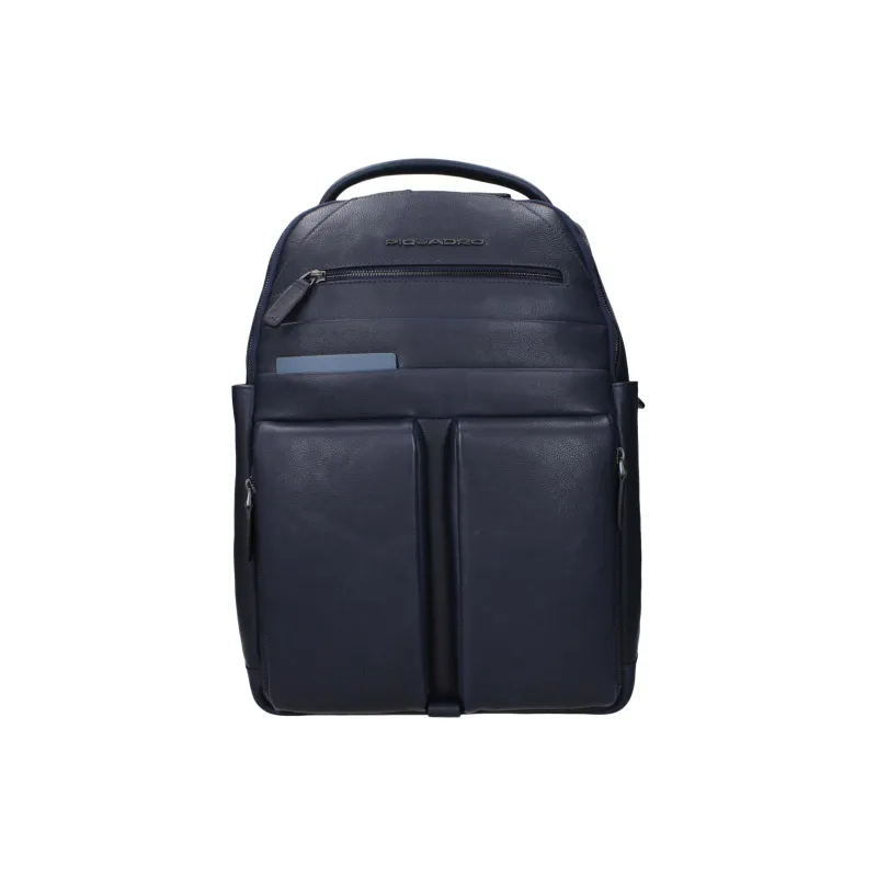 PIQUADRO Leather Backpack Men's Blue-0