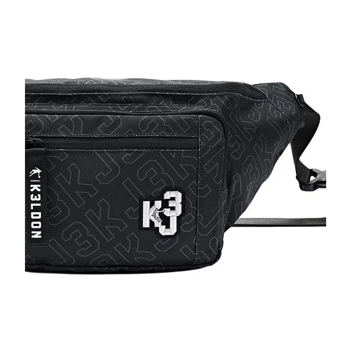 QIAODAN Polyester Crossbody Bag Regular Unisex All Over Print Black-3