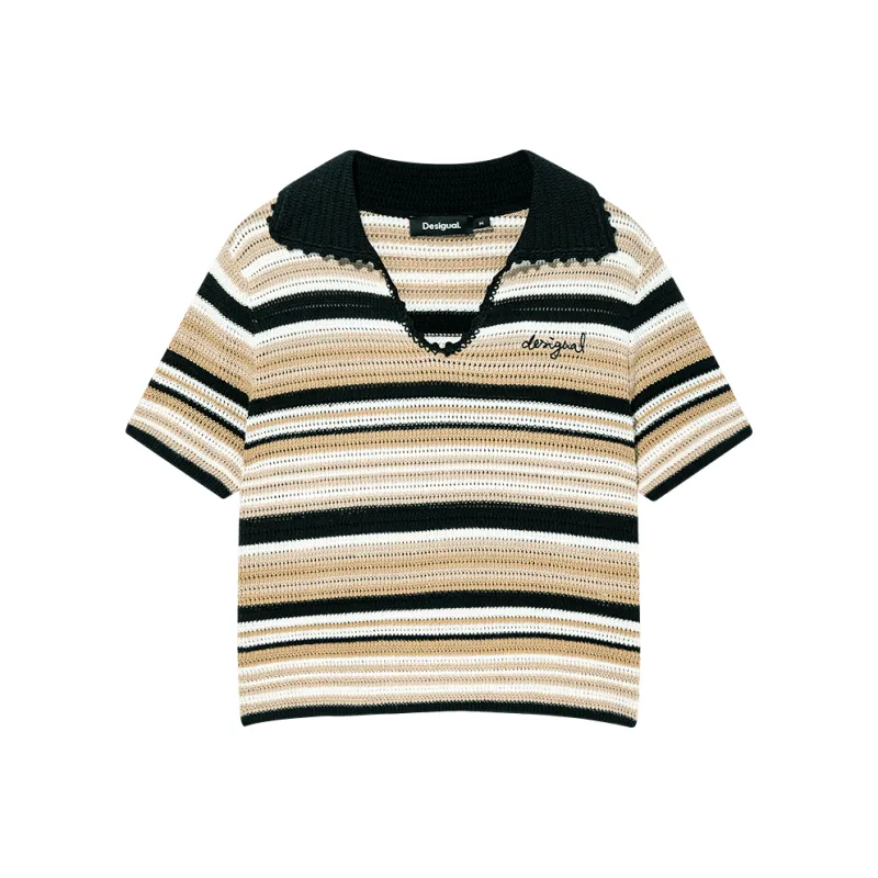Desigual Knitwear Women's Brown Stripes-0