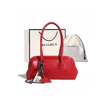 Bullrun Microfiber Leather Shoulder Bag Regular Women's Red/Ecru/Coffee/Black