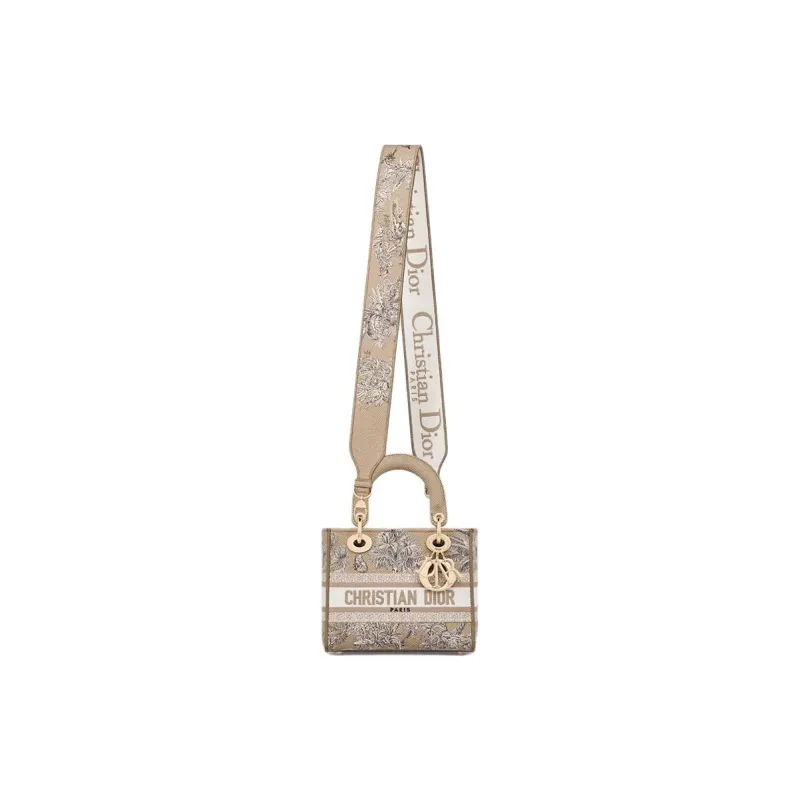 DIOR DiorivieraLady D Lite Cotton Handbag Trumpets Women's Beige & White-4