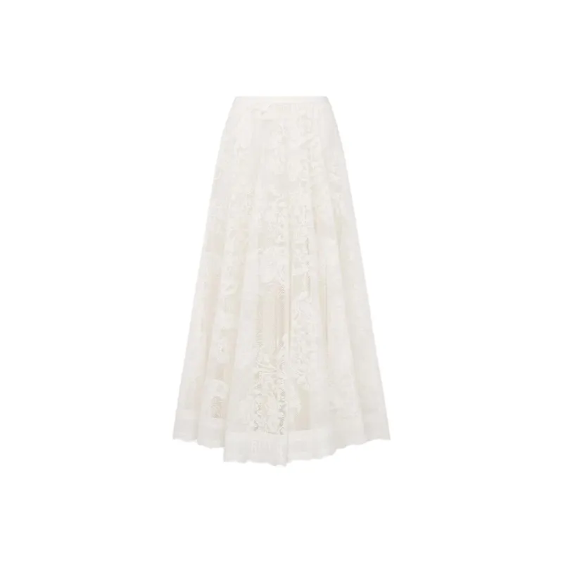 DIOR Casual Long Skirt Women's Beige-0