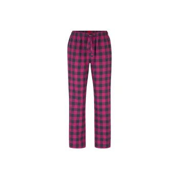 HUGO BOSS SS24 Drawstring Pajama Bottoms In Checked Cotton Flannel Casual Pants Women's Pink