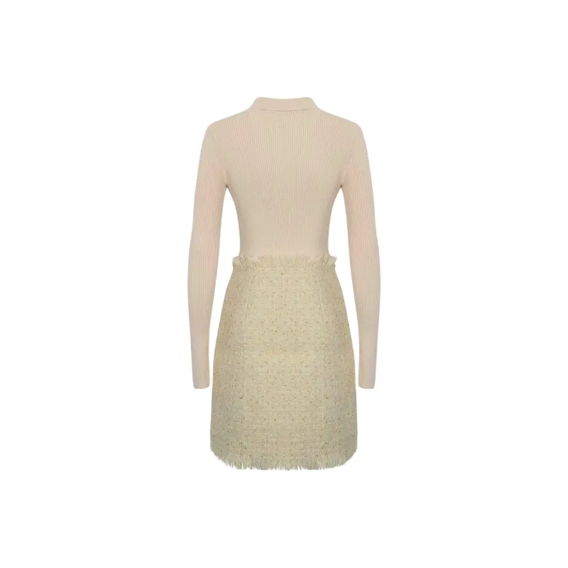 TWINSET MILANO Long Sleeved Dress Women's Beige-1