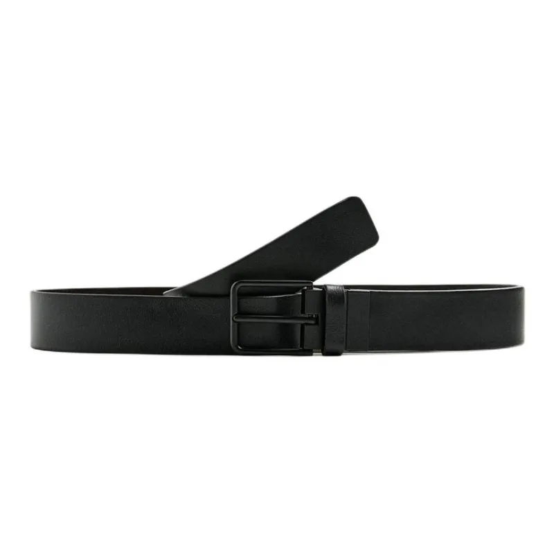 ZARA Leather Belts Men's Black Width 3CM-0