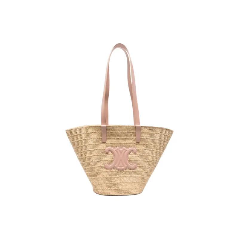 CELINE Triomphe Woven Tote Bag, Shopping Bag, Shoulder Bag Medium Size Women's Light Beige-0