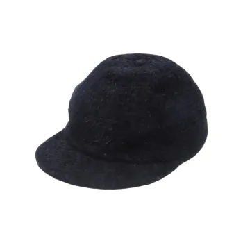CHANEL Cotton Baseball Caps Women's Black