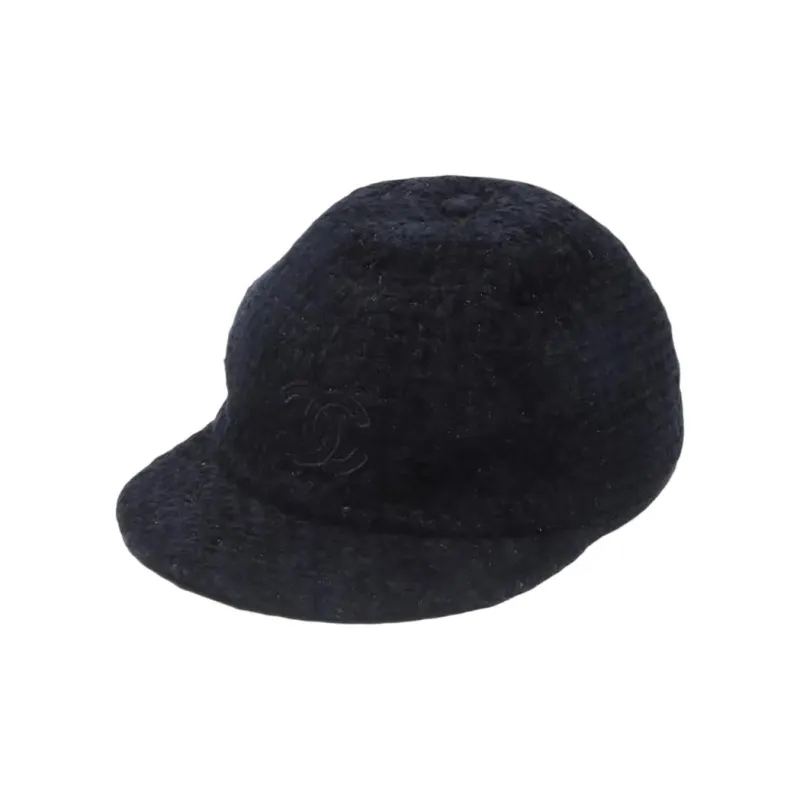 CHANEL Cotton Baseball Caps Women's Black-0