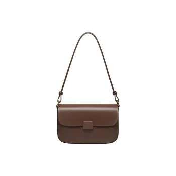 Narandu Cow Leather Small Square Bag Shoulder Bag Crossbody Bag Medium Size Women's Coffee/Midnight Black/Ecru
