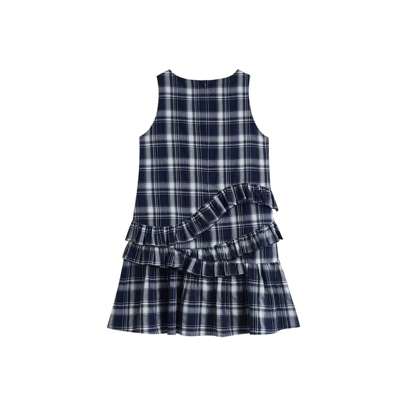 Inman Sleeveless Dresses Women's Royal Blue Plaid-1