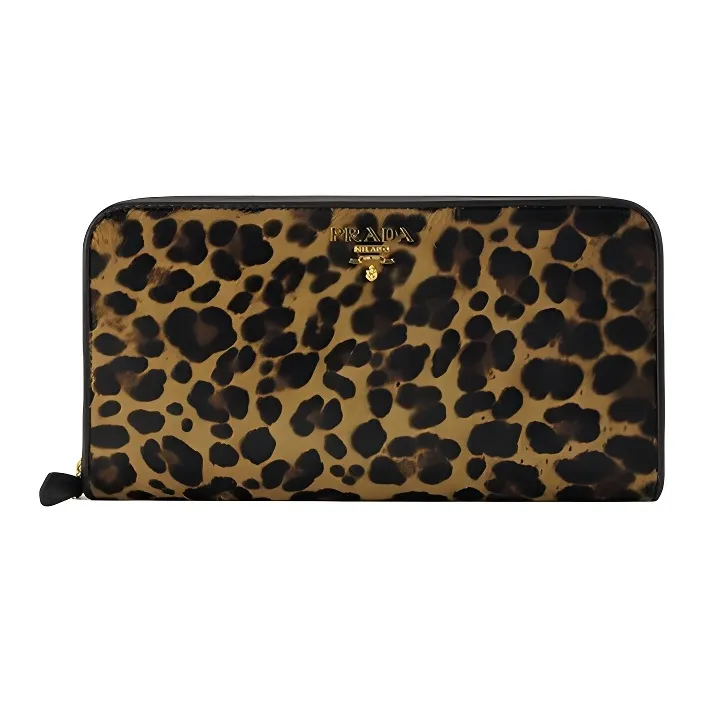 PRADA Leather Wallet Women's Leopard Print-0