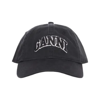 GANNI Organic Cotton Baseball Caps Women's Black