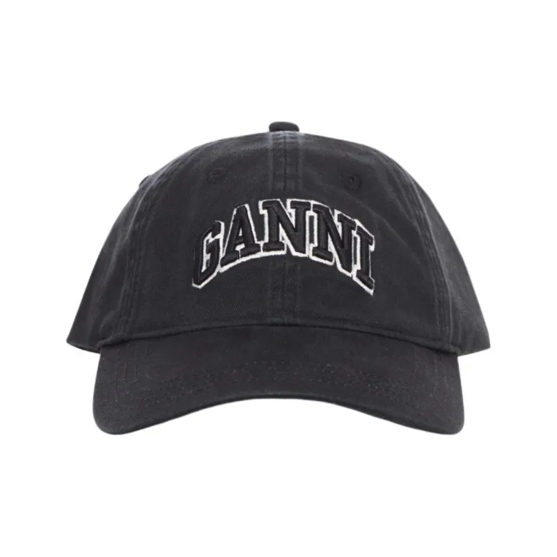 GANNI Organic Cotton Baseball Caps Women's Black-0