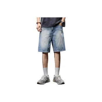 BUYDAUL Denim Shorts Men Blue