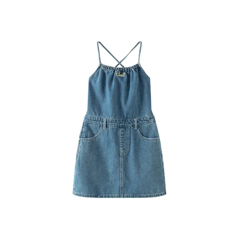 CHUU Slip Dresses Women's Medium Denim Blue-0