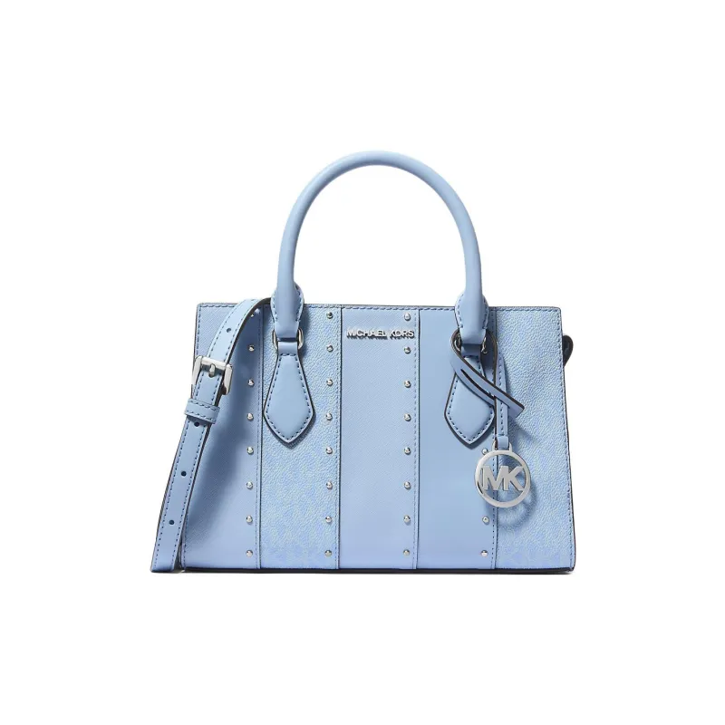 MICHAEL KORS Sheila Coated Canvas Tote Bag, Shopping Bag, Shoulder Bag, Crossbody Bag, Handbag Trumpets Women's Blue-0
