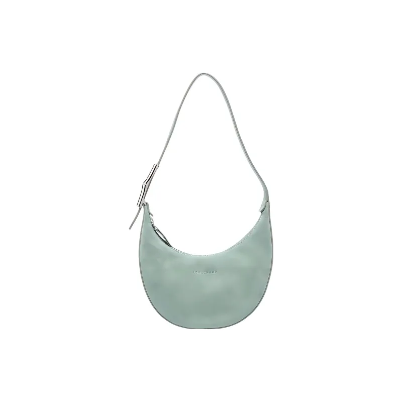 LONGCHAMP Roseau Essential Suede Cow Leather Shoulder Bag, Hobo Bag, Handbag Trumpets Women's Green-0