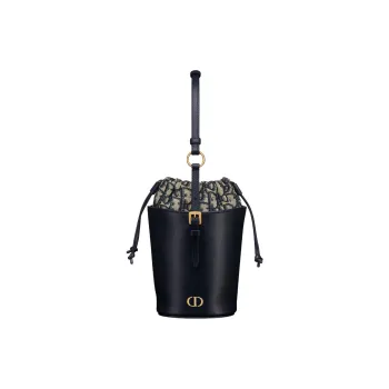 DIOR 30 Montaigne Calfskin Bucket Bag Handbag Mini Women's Black