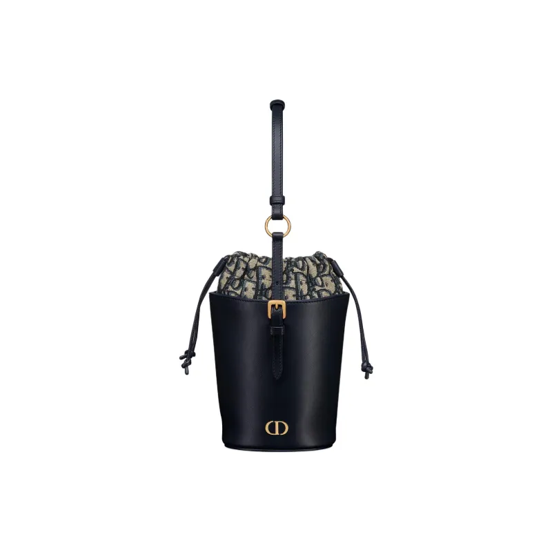 DIOR 30 Montaigne Calfskin Bucket Bag Handbag Mini Women's Black-0
