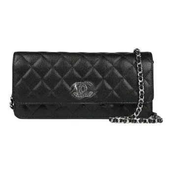 CHANEL WOC Caviar Cow Leather Crossbody Bags Women's Black