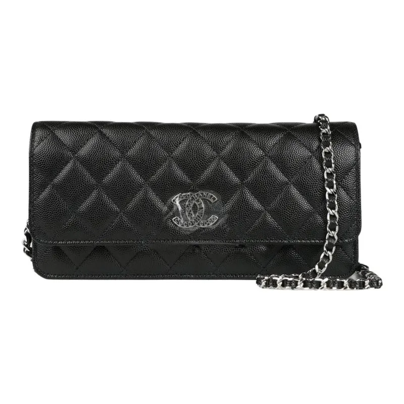 CHANEL WOC Caviar Cow Leather Crossbody Bags Women's Black-0