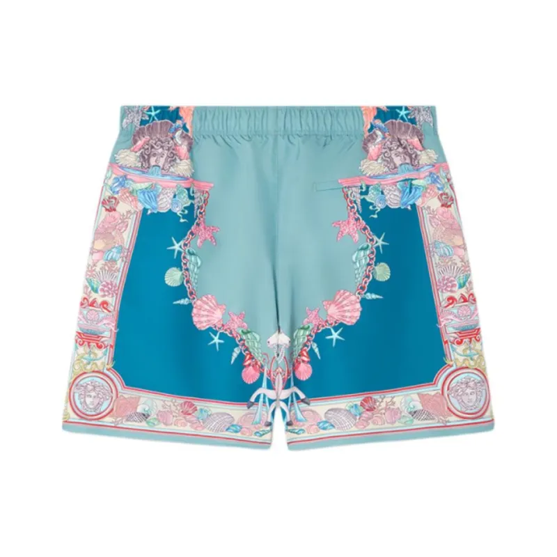 VERSACE SS25 Beach Shorts Men's Blue Green-1