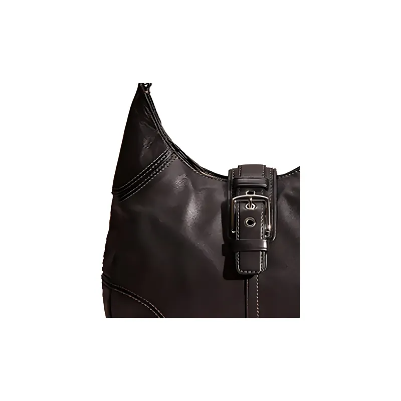 COACH Hamptons Leather Hobo Bag Hobo Bag Handbag Shoulder Bag Large Size Women's Black-2