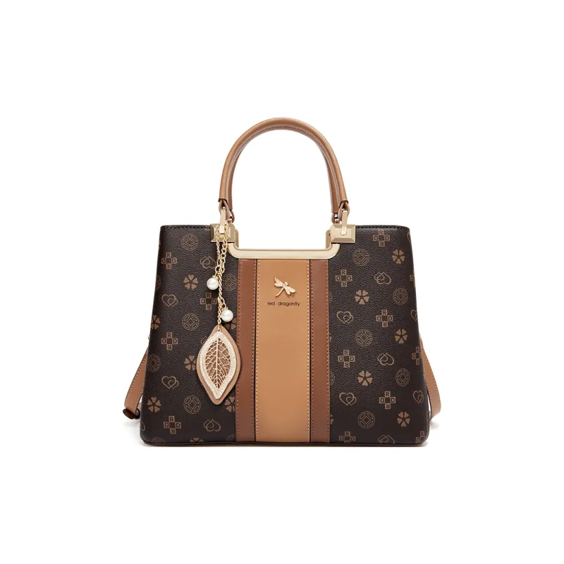 RED DRAGONFLY PVC Handbag Regular Unisex Coffee/Khaki-43
